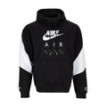 Men's black Air fleece pullover hoodie with hood and drawstring, Nike Air graphic