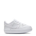 Infant white low-top lace sneakers with Nike swoosh and padded collar