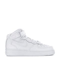 Youth white mid-top lace-up sneaker with strap, Swoosh and perforated toe