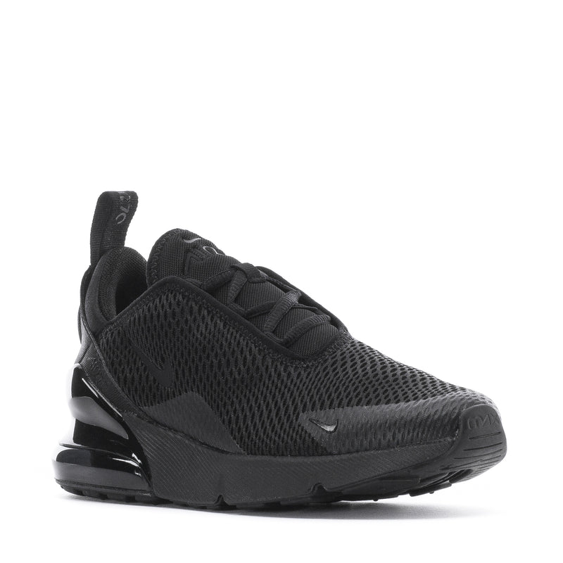 Kids black mesh low-top sneaker with lace-up and glossy Air heel unit