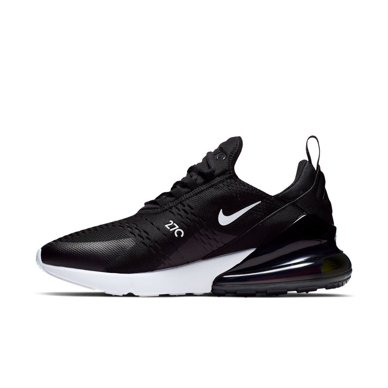 Men's Air Max 270 sneakers, black knit with white sole and dark air unit