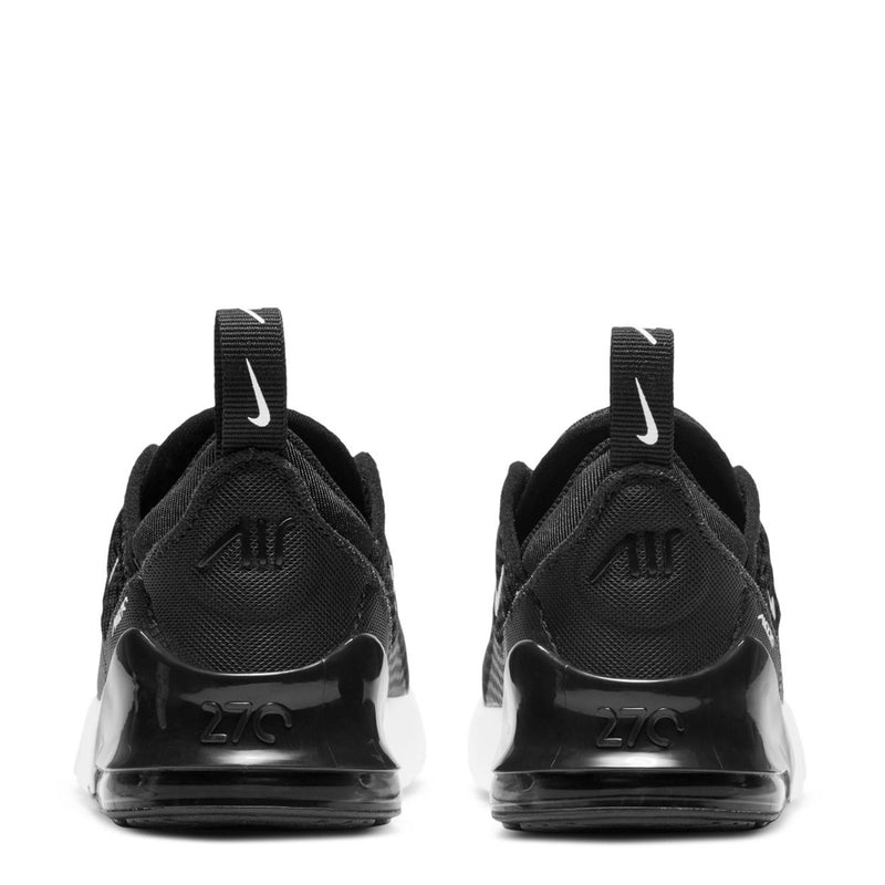 Toddler black heel sneakers with Air logo accents and clear air-cushion unit