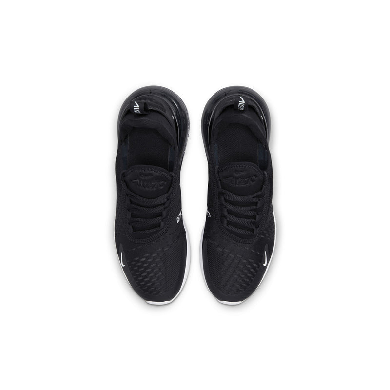 Pair of youth Air Max 270 sneakers, black uppers with black laces and white soles