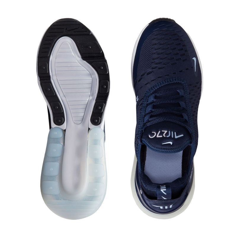 Youth sneakers: dark navy upper, outsole tread and light foam sole