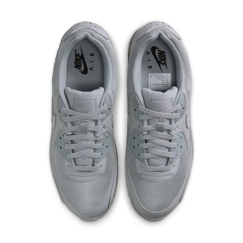 Men's light gray Air Max 90 insides, mesh lining with Nike Swoosh on tongue