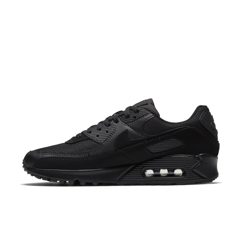 Men's black Nike Air-style sneakers with side swoosh and visible window Air sole
