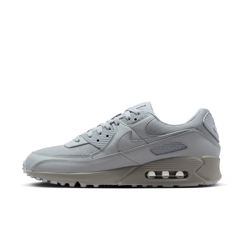 Men's light gray Air Max 90 sneaker side, lace-up with visible Air unit