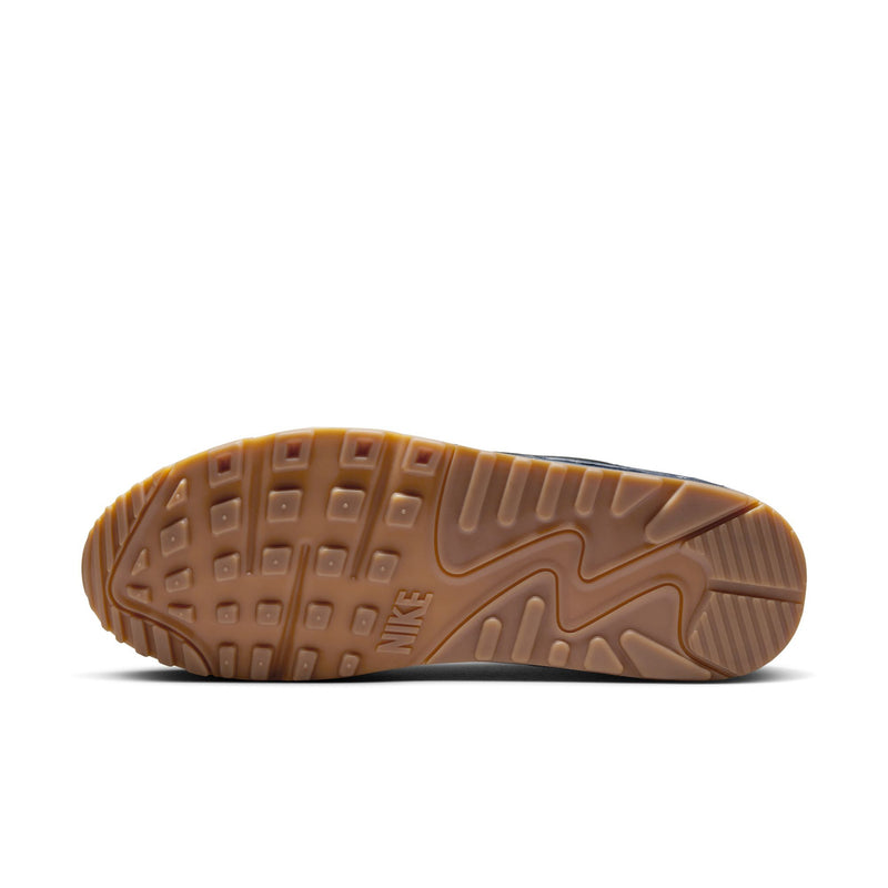 Men's Nike Air Max 90 outsole, brown gum tread with Nike logo on rubber