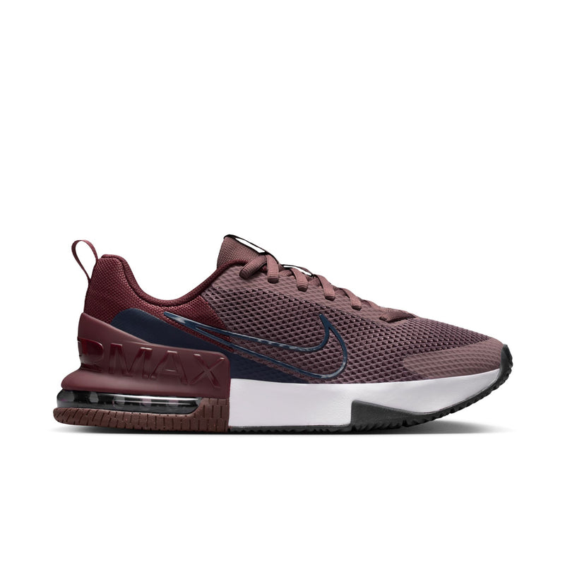 Men's burgundy mesh trainer shoe with navy swoosh and white midsole, lace-up.