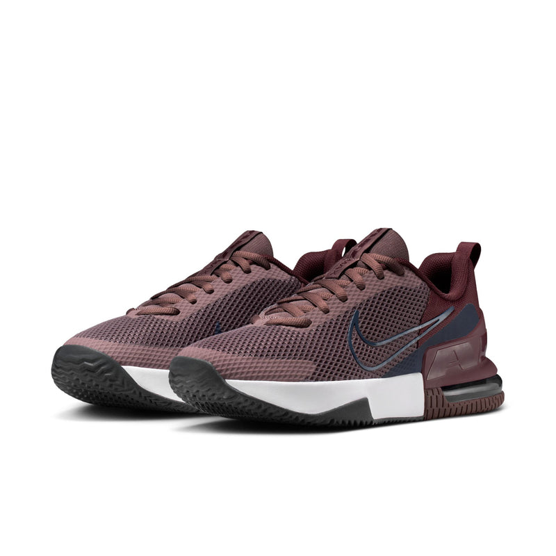 Men's burgundy lace-up athletic shoe with navy logo, white midsole, dark outsole.