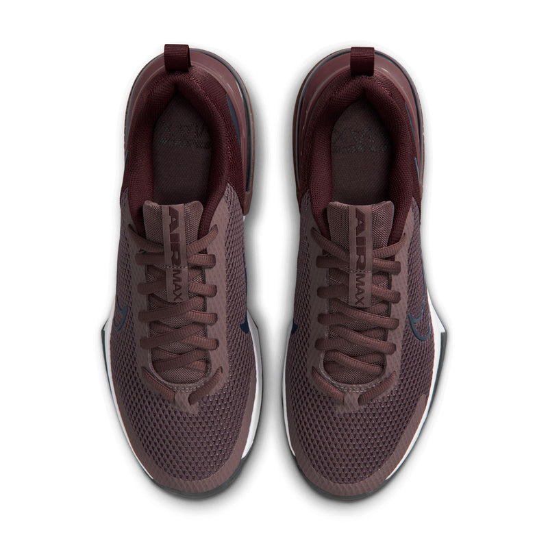 Pair of burgundy lace-up shoes with woven uppers, padded tongue, and navy accents.