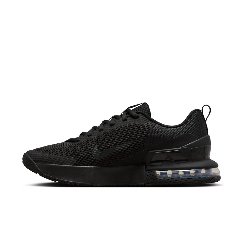 Black mesh men’s training shoes with low-profile air sole and side swoosh detail