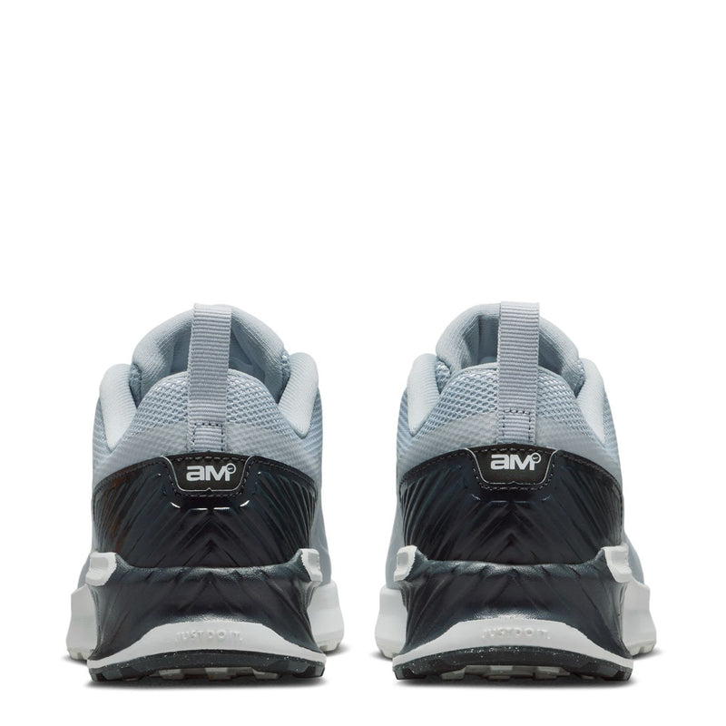 Light blue Air Max Bia sneakers, back view with black heel and AMP logo