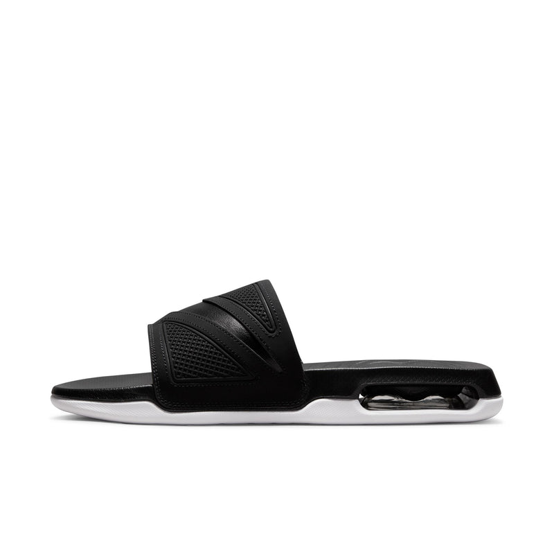 Black Nike slide sandals with single strap and visible Air unit on the side
