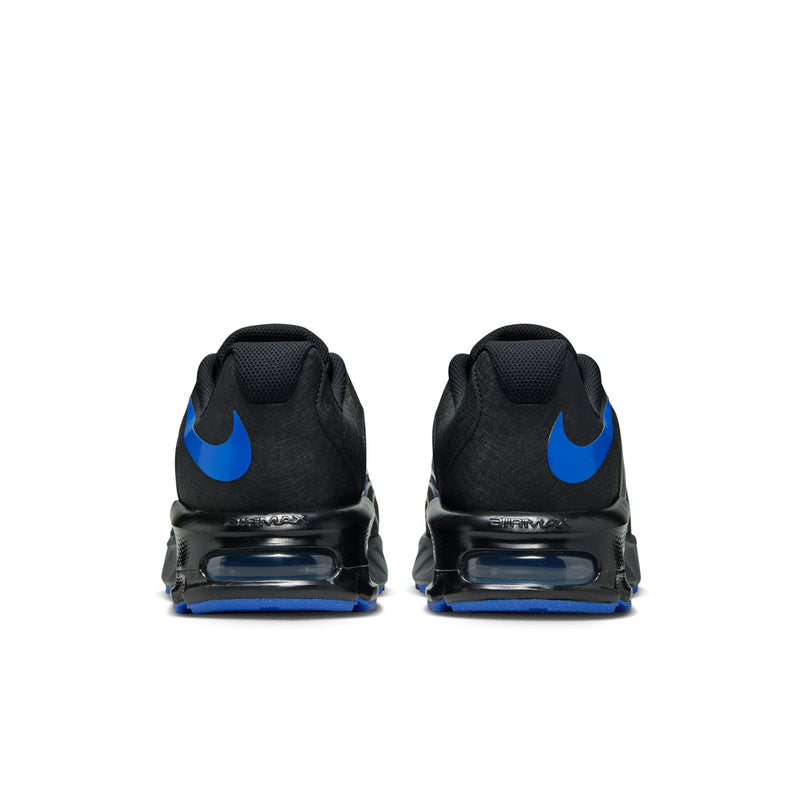 Air Max running sneakers, black heel with blue traction accents and air window