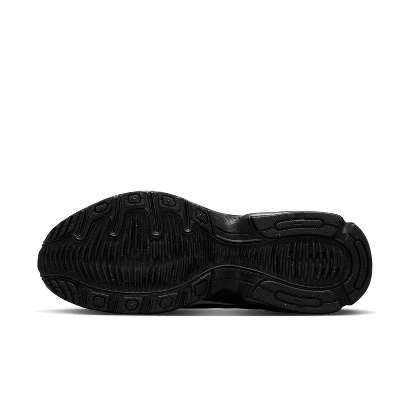 Men's black sneaker outsole with tread pattern and Air unit detail