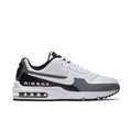 Men's Air Max sneaker, white with black/grey; swoosh and clear Air window