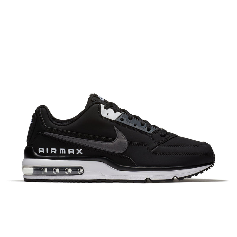 Men's black low-top sneakers with AIR MAX branding and visible air unit midsole