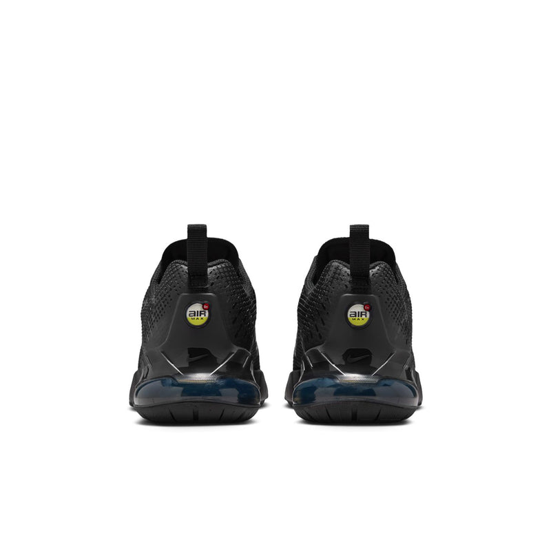 Youth Air Max Phoenix sneakers with air-branded heel and dark outsole, rear view.