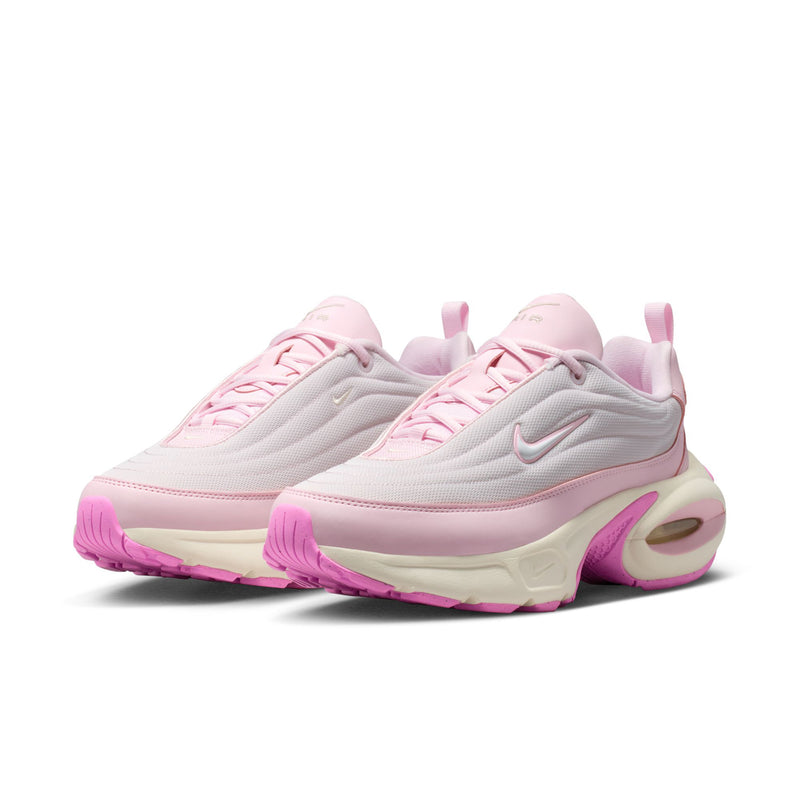 Women’s sneakers in pearl pink and light gray with oversized pink air-cushioned sole