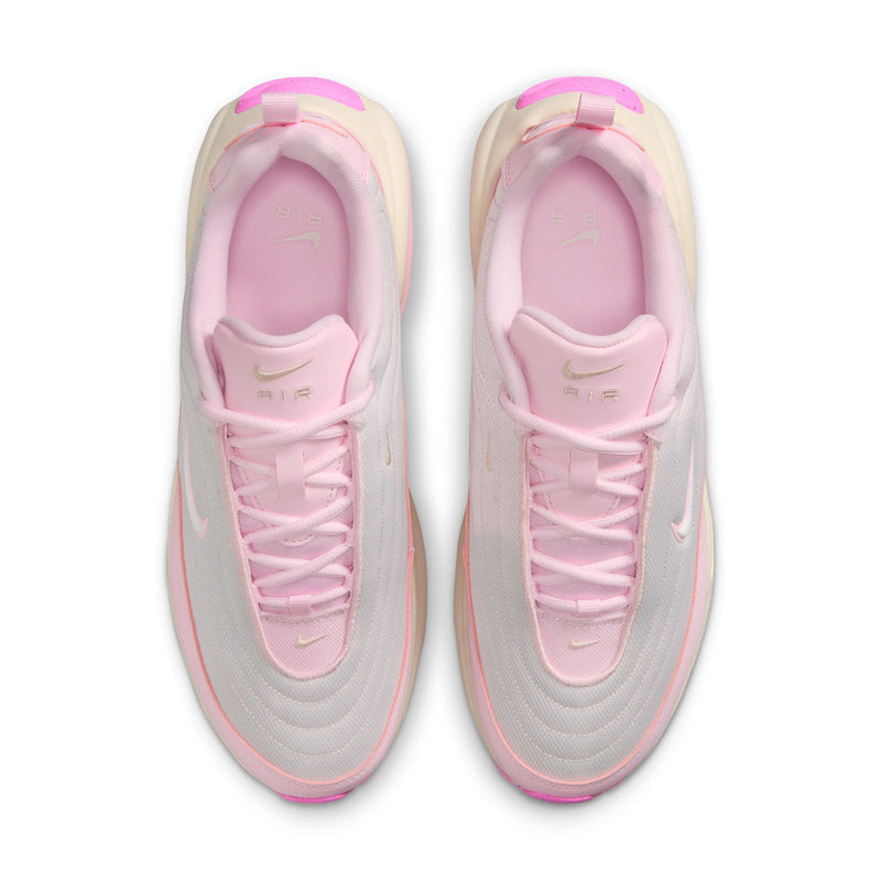 Pair of women’s pearl pink and light gray sneakers with lace-up tops