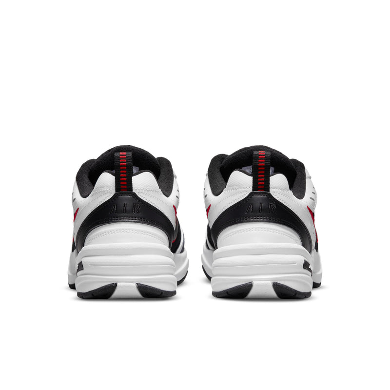 Men’s sneakers from the back view: white midsoles with black heel sections