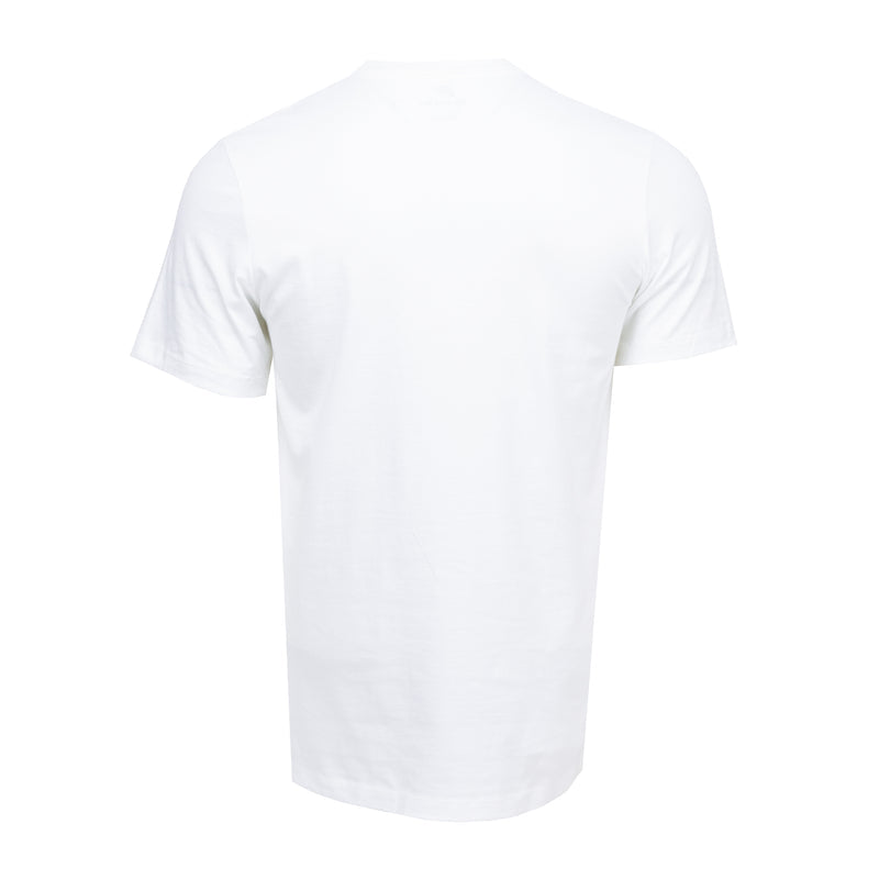 Men's white T-shirt with plain back and no visible graphics