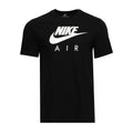 Men's black graphic Air T-shirt with white Nike logo and AIR text on front