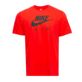 Men's red tee with NIKE Air logo graphic on chest, short sleeves