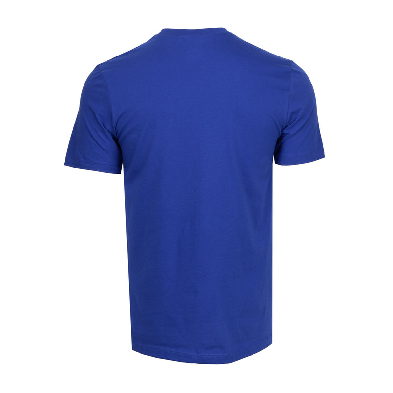Men's blue Air T-shirt back view, plain crew neck short sleeves