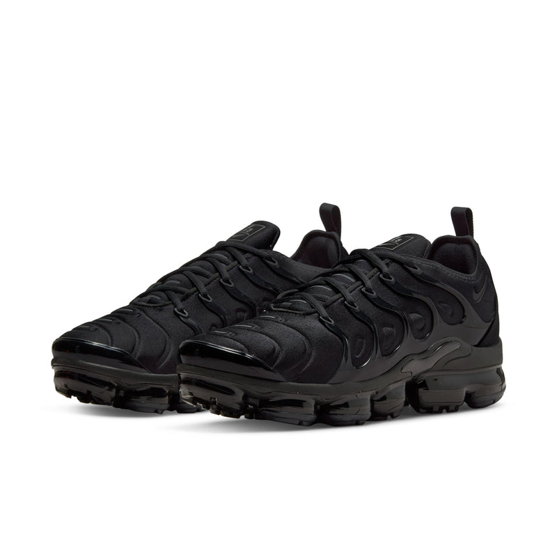 Men's black lace-up performance sneakers, side view with Air cushioning