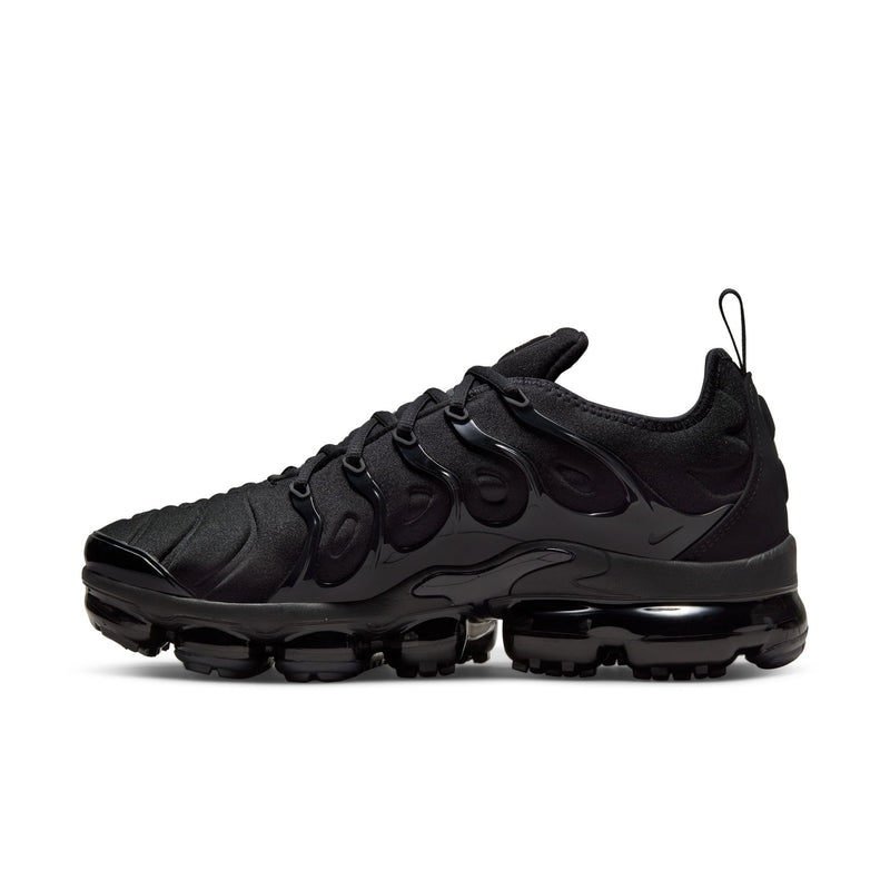 Men's black lace-up sneakers with molded overlays and visible Air unit