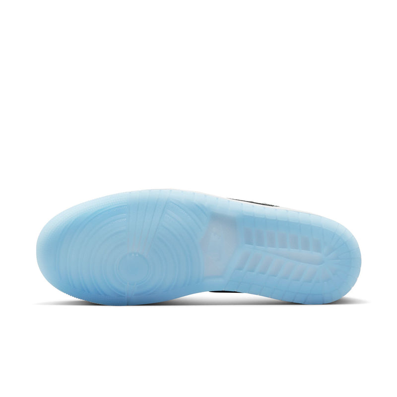 Mens sneaker outsole bottom in translucent light blue with tread pattern