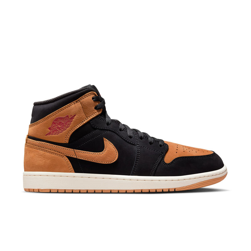 Men’s black and wheat mid-top sneakers with Nike swoosh and wings logo
