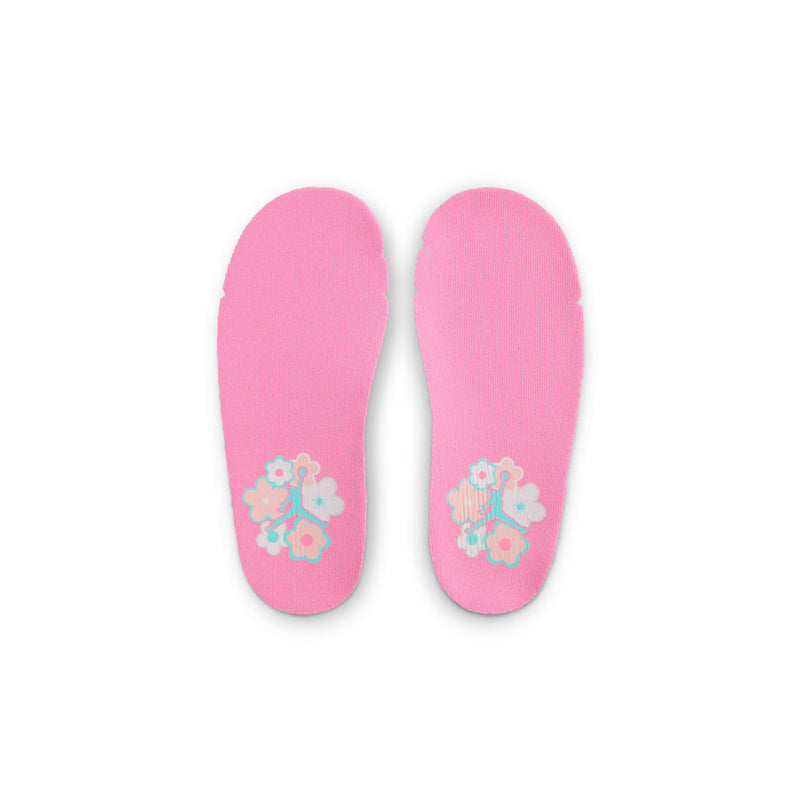 Toddler sneaker insoles in pink with small floral graphics