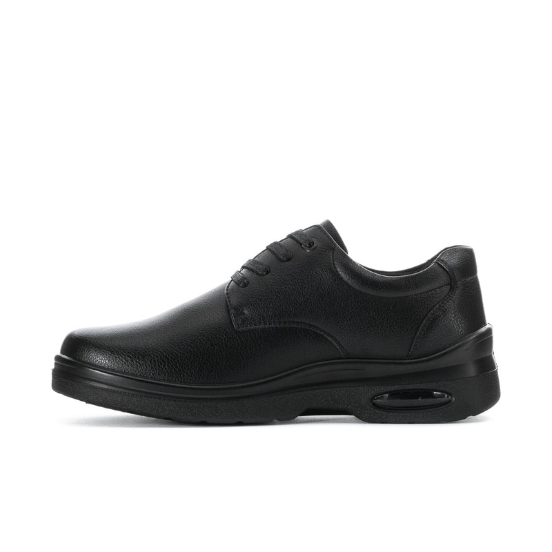Black men's slip-resistant lace-up shoe, alternate angle