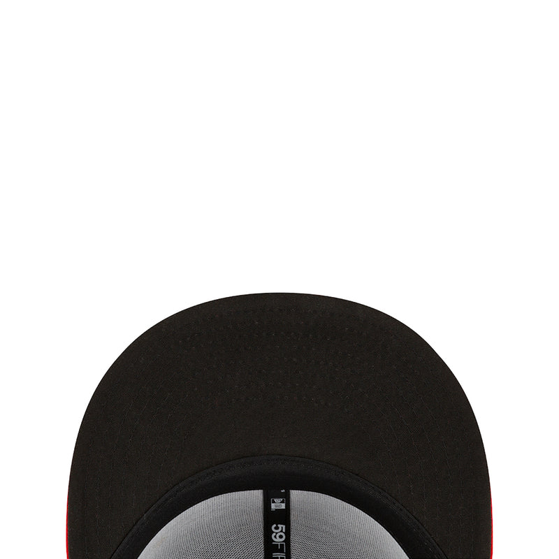 Black baseball cap interior with gray crown lining