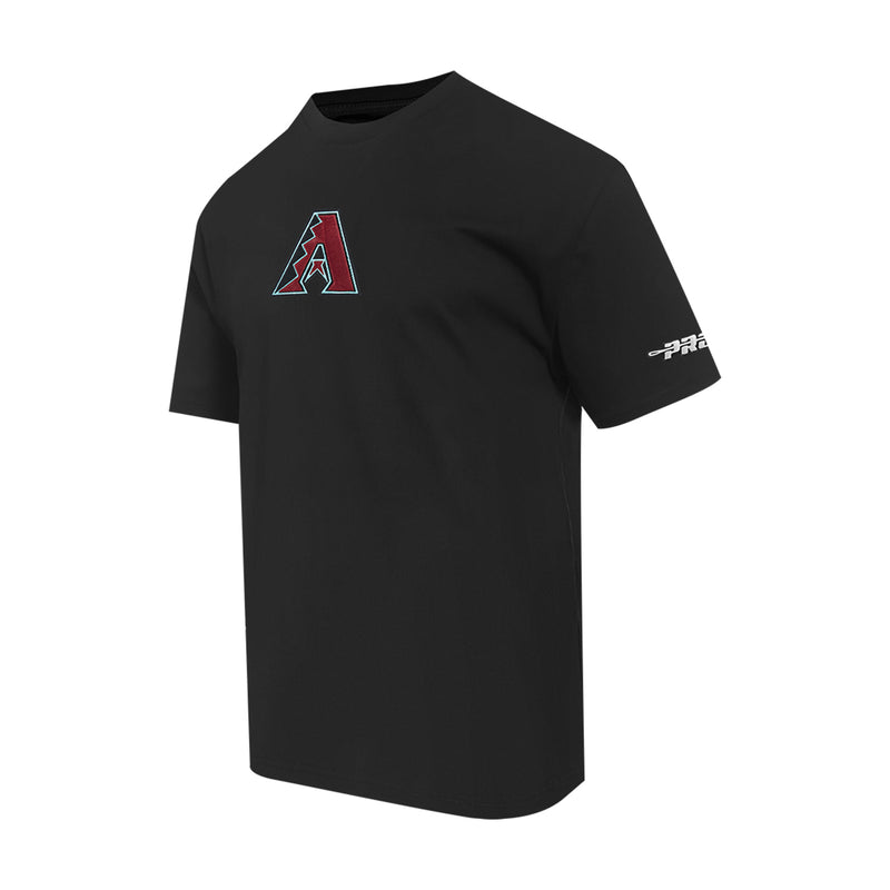 Men's black crewneck tee with Arizona Diamondbacks A logo at center chest
