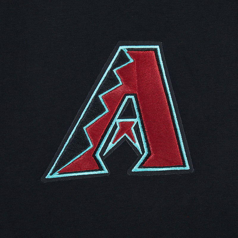 Close-up: Arizona Diamondbacks A logo patch on black crewneck tee