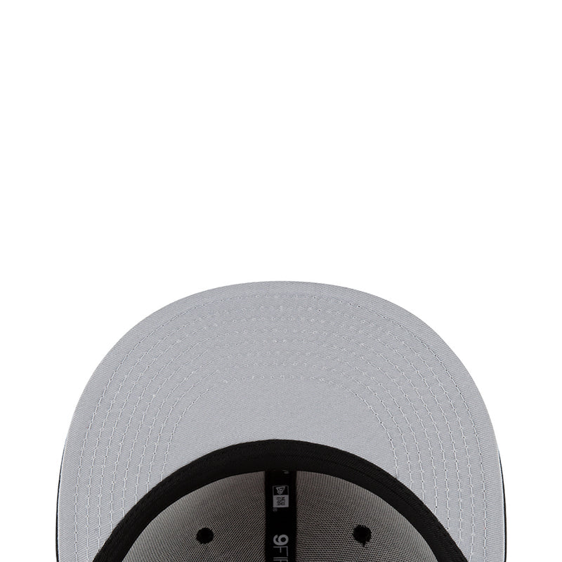 Light gray baseball cap top with black inner band and ventilation holes