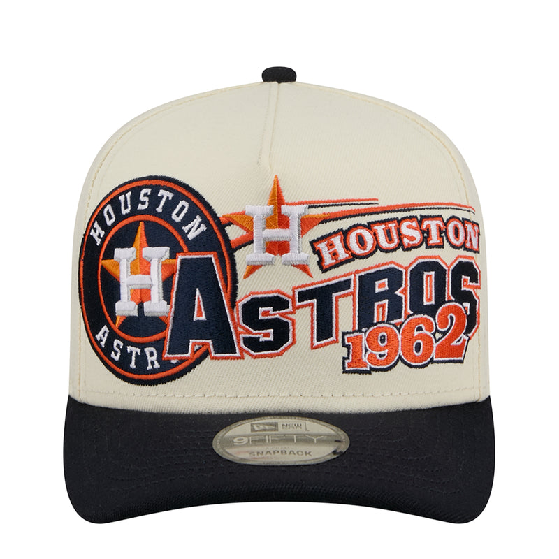 Two-tone A-frame baseball cap, cream and navy, Houston Astros front logo