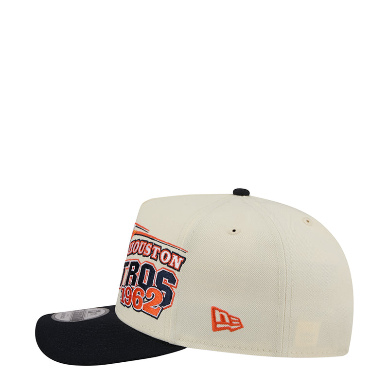 Two-tone A-frame baseball cap, cream with Astros 1962 back print and orange logo