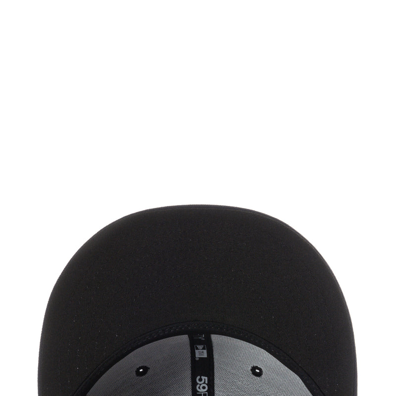 Navy baseball cap interior with brim label details