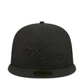 Black baseball cap with embroidered script logo on front