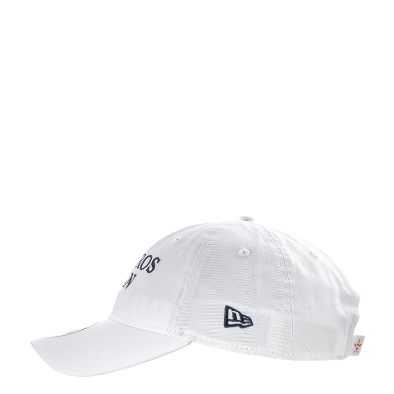 White baseball cap with New Era logo on the front and partial Astros lettering