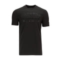 Black crew-neck men’s T-shirt with distressed Astros logo graphic on the chest