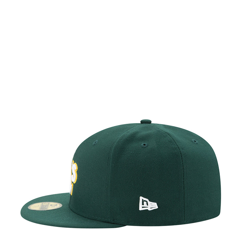Green baseball cap with white New Era logo on front
