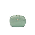 Aura oval crossbody bag in light green, zip top with small gold logo tag