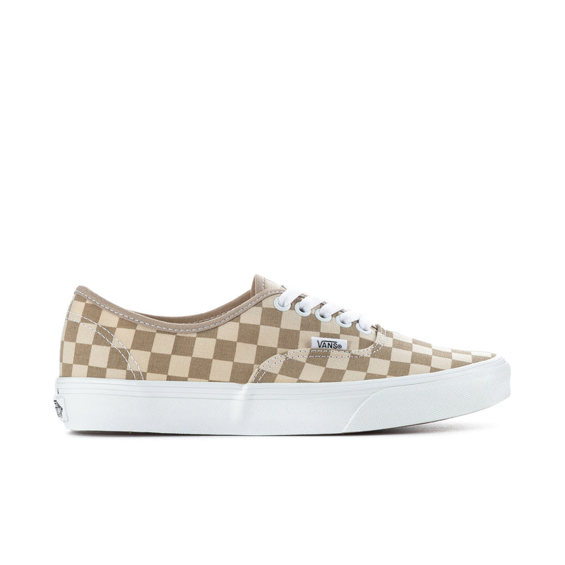 Checkerboard canvas lace-up sneakers with white rubber sole