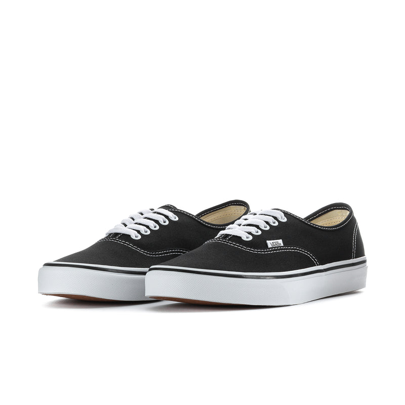 Men's black canvas sneakers, pair view, white laces and white rubber sole